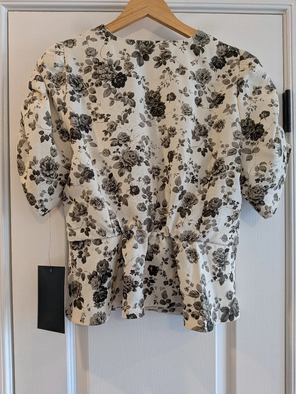 Tuckernuck Lisle Floral Peplum Top Puff Sleeve Blouse Preppy Office Size XL NWOT